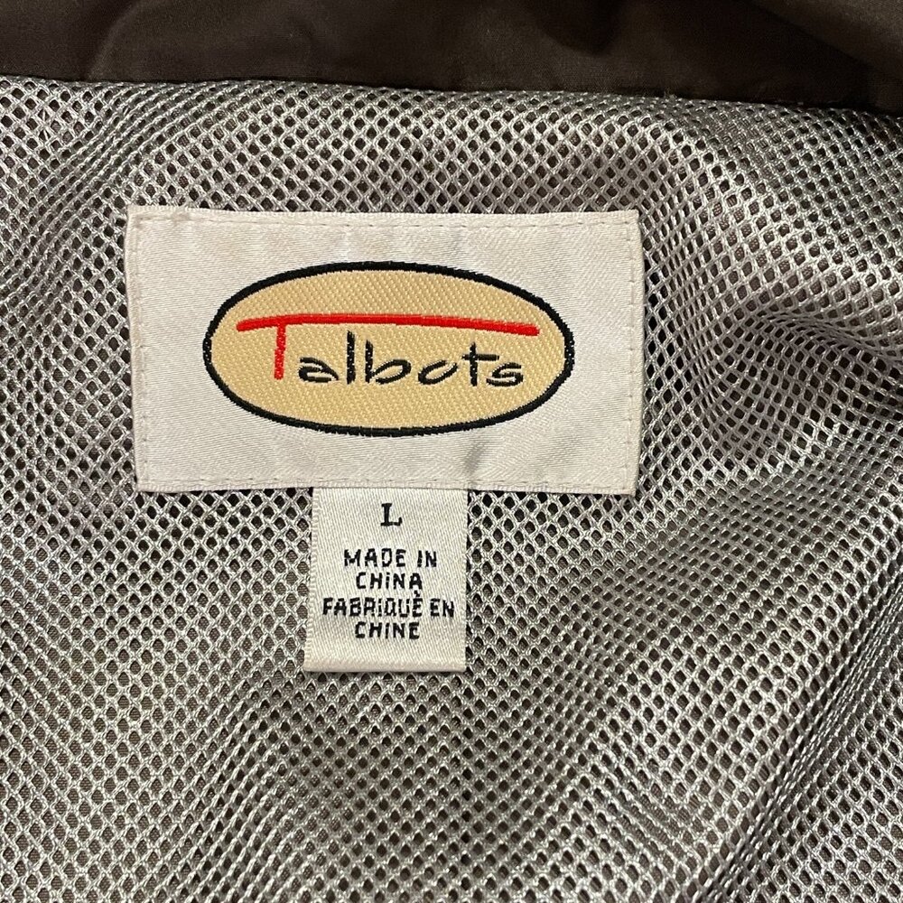 TALBOTS Brown Hooded Windbreaker Long Sleeve Lightweight Raincoat Women L - Picture 3 of 11